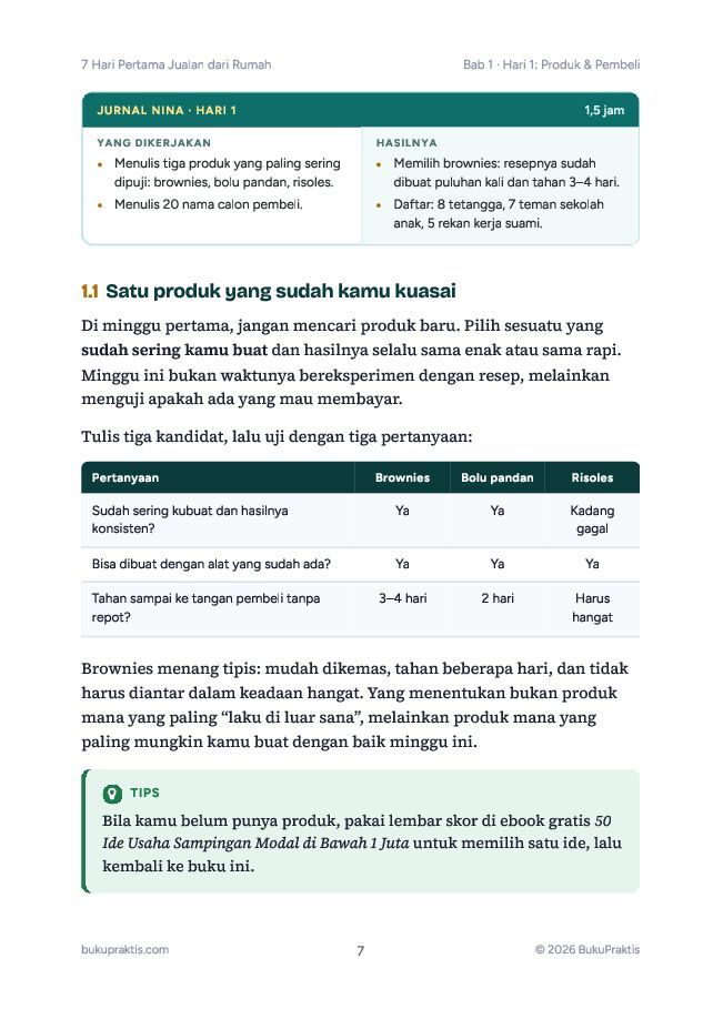 Contoh halaman 7 Hari Pertama Jualan dari Rumah
