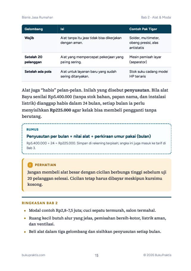 Contoh halaman Bisnis Jasa Rumahan: Salon, Barbershop, dan Servis