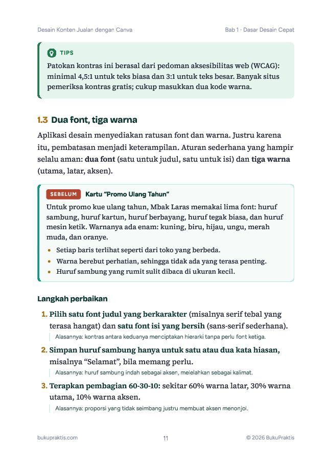 Contoh halaman Desain Konten Jualan dengan Canva