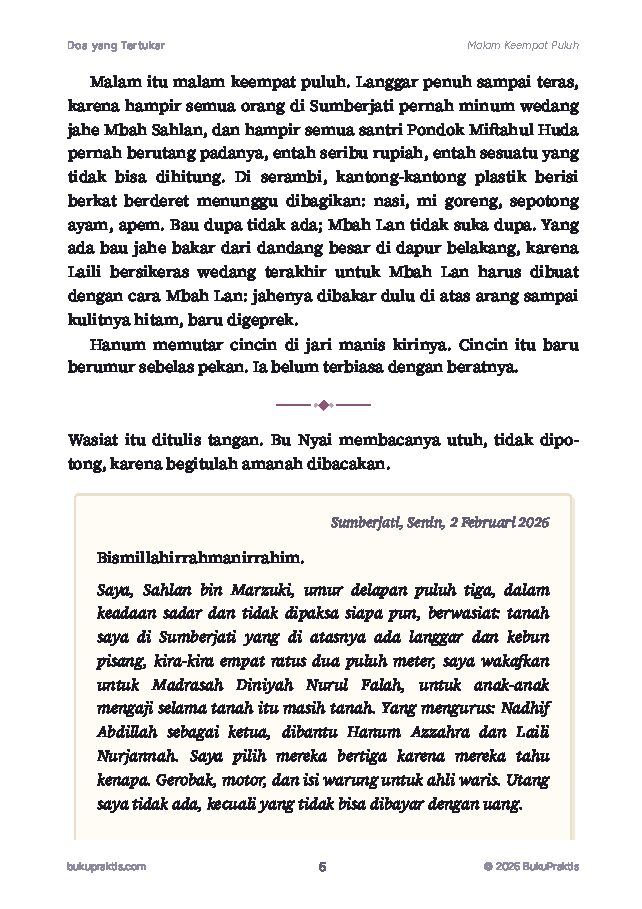 Contoh halaman Doa yang Tertukar