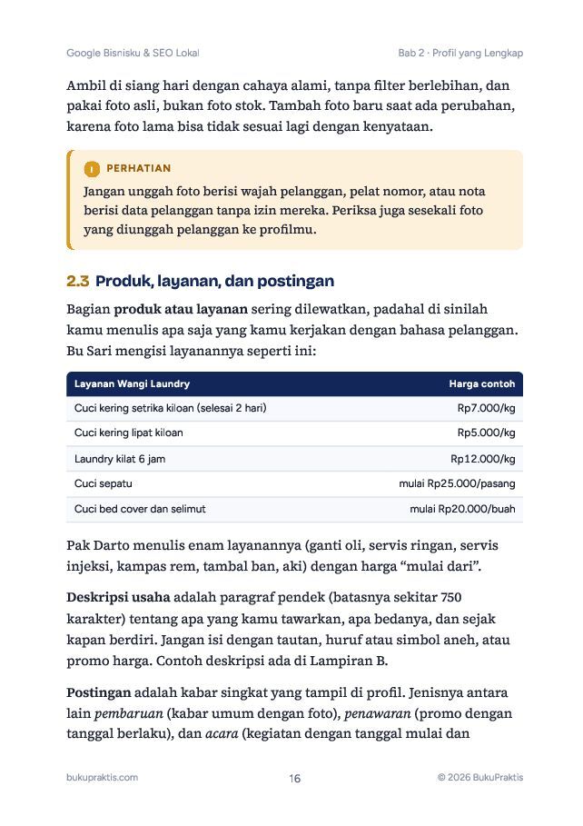 Contoh halaman Google Bisnisku & SEO Lokal