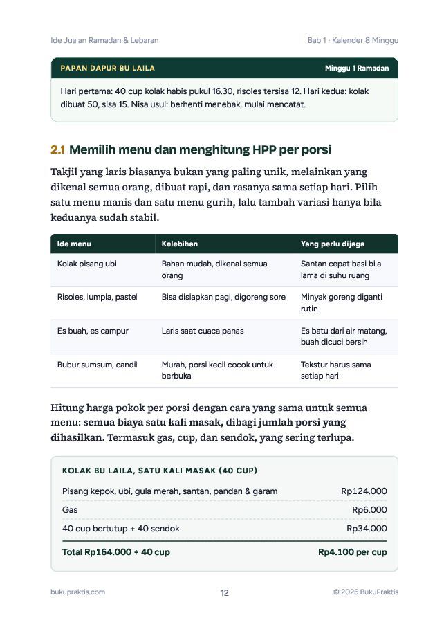Contoh halaman Ide Jualan Ramadan & Lebaran: Takjil, Kue Kering, Hampers