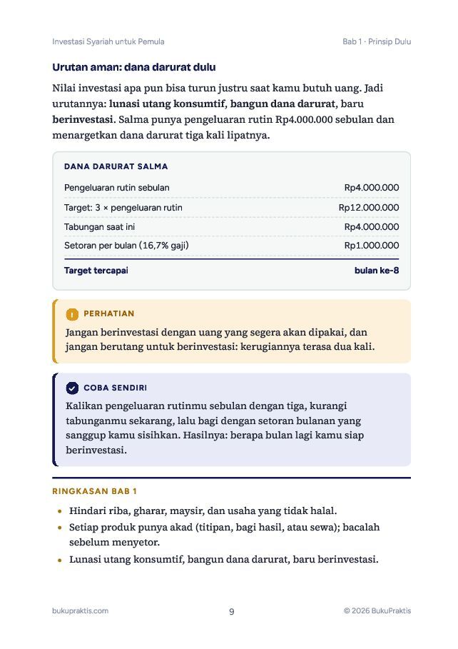 Contoh halaman Investasi Syariah untuk Pemula