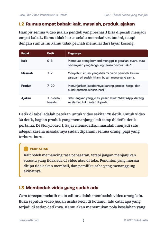 Contoh halaman Jasa Edit Video Pendek untuk UMKM