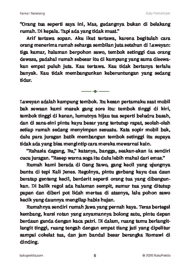 Contoh halaman Kamar Belakang