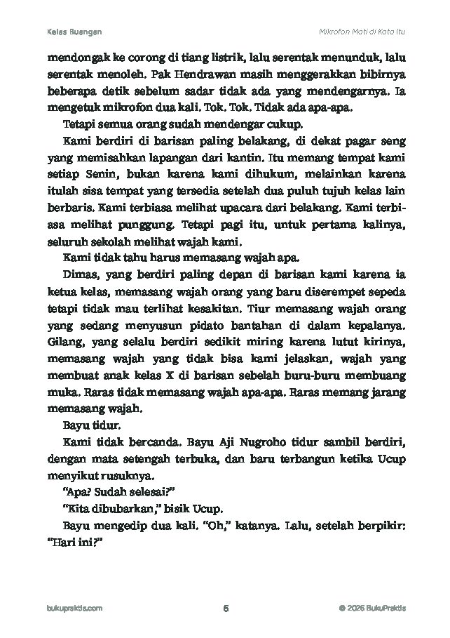 Contoh halaman Kelas Buangan
