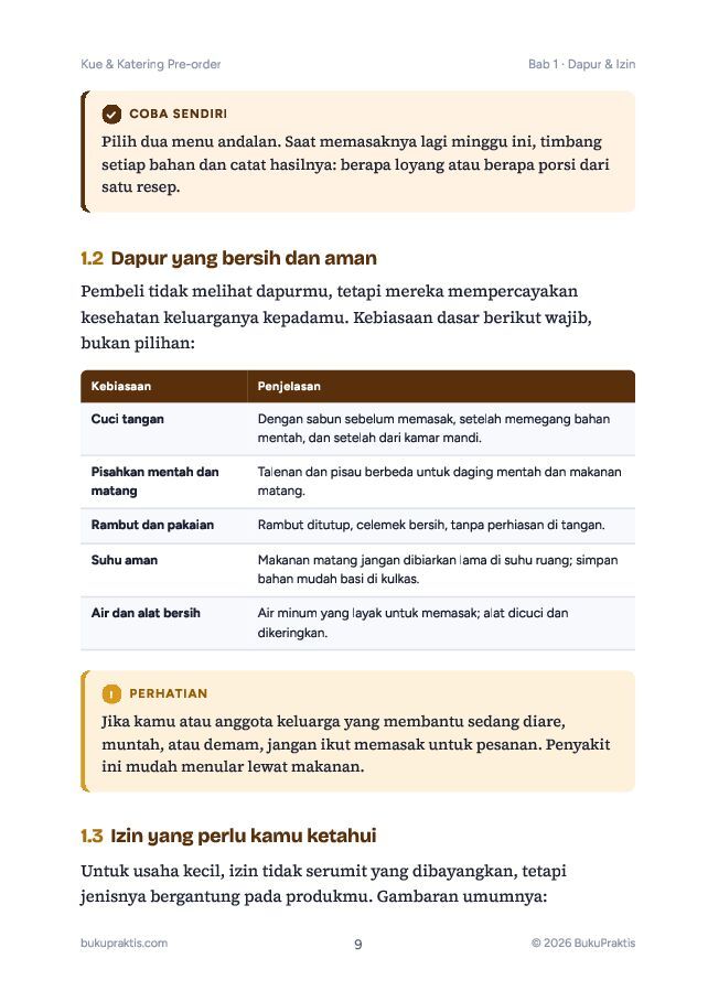 Contoh halaman Kue & Katering Pre-order